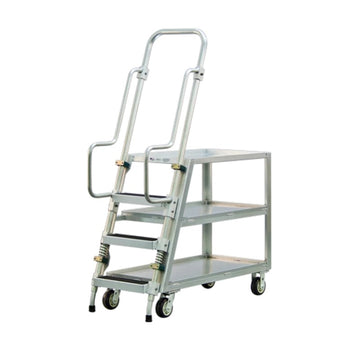New Age Industrial Aluminum Ladder Cart, 22" x 51 1/2" - 2 Shelves