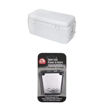 Bundle of Large Portable Commercially Insulated Polar Ice Chest Cooler + Igloo Stainless Steel Cooler Latch – Large Cooler + Cooler Latch, 188.0 quarts, Stainless Steel, Grey