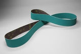 3M 577F Abrasive Belt, Film Media Splice, Polyester Cloth Backing, Zirconia Alumina, Waterproof, 3" Width x 132" Length, Grit 36 (Case of 25)