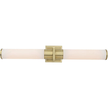 Positano - 2-Light Bathroom Vanity Light - 29"W - Satin Brass - White Glass by Artcraft – Metal, Satin Brass, Model AC11773WB