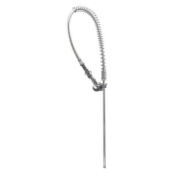 Pre-Rinse Assembly 44-Inch Stainless Steel Hose Self-Closing Squeeze Valve Wall Bracket by T&S Brass – 27.25"L x 3.75"W x 39.75"H, 1.0 load, Stainless Steel, Chrome, Model B-2250-B