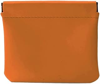 Pocket Cosmetic Bag,Self Closing Water-Resistant Leather Storage Bag,Mini Lambskin Pocket Makeup Squeeze Top Pouch