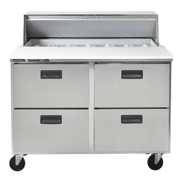 CLPT-4812 48" 2-Section Refrigerated Prep Table - (4) Drawers by Traulsen – (4) Drawers, Silver, Model CLPT-4812-DW