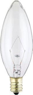 Satco Products Inc S3282 Torpedo Candelabra Base E12 Decorative Light Bulb, B9.5, 25-Watt, Clear (Pack of 25)