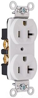 Pass & Seymour CRB5362-W Double Pole Duplex Receptacle Wall Mount, 125 Volt, 20 Amp, White,