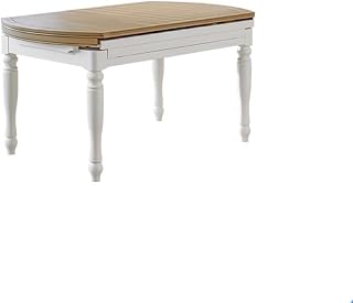 Mesa de Comedor Country Retro Home Retractable Folding Dining Table Solid Wood White Variable Round Mesa de Comedor(B:150CM*90CM*78CM)