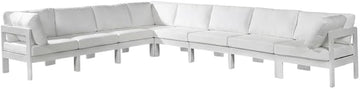White Fabric Outdoor Patio Modular Sectional for Contemporary Outdoor Living, Weather-Resistant, Cushioned, Durable, Spacious, Modern Design