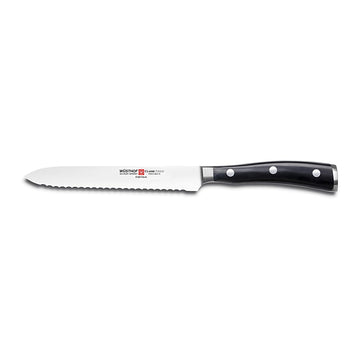 Wusthof Classic Ikon 5-Inch Serrated Utility Knife by Wüsthof – 5", High carbon stainless steel, synthetic handle, Black Serrated Utility Knife, Model 4124-7