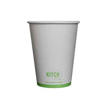 White Compostable Paper Hot Cup by KITCH24/7 – 12.0 fluid_ounces, Paper, White, Pack of 1000, Model KC-SC12W