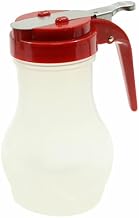 Tablecraft PP410RE Syrup Dispenser, 10 oz., Teardrop Design, Dishwasher Safe, red ABS Plastic top, BPA Free Polypropylene, Transparent, 12 Each per case