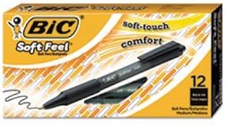 BIC Soft Feel Retractable Ballpoint Pen, Black Ink, 1mm, Medium, Dozen