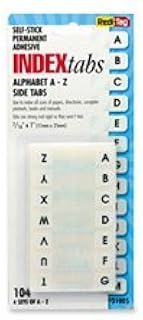 Redi-Tag 31005 Side-Mount Self-Stick Plastic A-Z Index Tabs 1 inch White 104/Pack