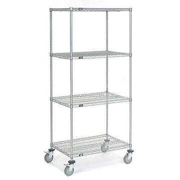 Chrome Wire Shelf Truck by Nexel – 37"L x 24"W x 80"H, 12-Gauge Steel, Chrome, Model C24367PCB4