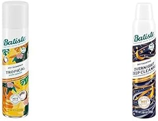 Bundle of Batiste Dry Shampoo, Tropical Fragrance, Refresh Hair and Absorb Oil Between Washes, 5.71 oz + Batiste Overnight Deep Cleanse Dry Shampoo 3.81oz