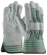 Protective Industrial Products PIP 84-6532 Gray/Green/Pink Large Split Cowhide Leather Work Gloves - Wing Thumb - 84-6532/L