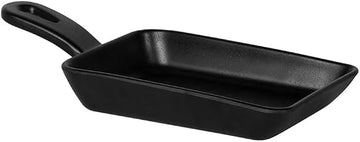 Premium Melamine Rectangular Faux Cast Iron Fry Pan, 6 5/8" x 4 1/2" x 1 1/8" h., w/ 3" Handle, Illogical, Black, MFP643-B