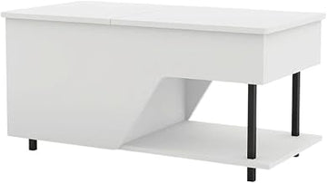 White Lift Top Wood Coffee Table with RGB Led Light, Modern Design, Sturdy Construction, and Versatile Indoor and Outdoor Use