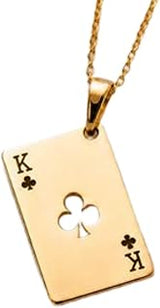 LKBEADS 925 Sterling Silver King Of Clubs Minimalist Pendant Necklace In Rectangle Shape With 18 Inch Cable Chain Gold Plated Charm Meaningful Jewelry |LKD_3DM_00277