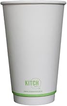 KITCH24/7 White Compostable Smooth Insulated Paper Hot Cup, 16 Ounce - 500 per case