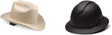 Jackson Safety Cowboy Hard Hat - 4 Point Ratchet Suspension - Western Outlaw Style & Pyramex Ridgeline Full Brim Hard Hat, Vented, 4-Point Ratchet Suspension, Matte Black Graphite Pattern