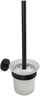 Compact Size Wall Mounted Bristles Plastic Brush, Toilet Brushes with Stainless Steel Holder Set, for Floor Bathroom Splash-Proof(Black)