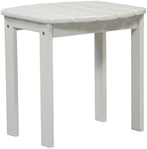 White End Table with Solid Wood and Acacia Finish, Compact Nightstand for Outdoor Spaces, Stylish, Durable, 18-Inch Size