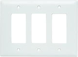 Legrand Pass & Seymour TPJ263W Trademaster Jumbo Oversized Unbreakable Nylon Wall Plate, 3 Gang, Three Decorator Rocker GFCI Cover, White (1 Count)