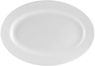 CAC China UVS-14 Oval Platter 13" Porcelain Oval, Super White, Set of 12