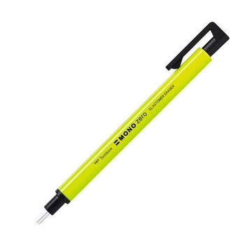 Retractable Rubber Round Mono Zero Yellow by Tombow – 1 count (Pack of 1), Synthetic rubber, PVC and latex free, Yellow Neon, Model EH-KUR53