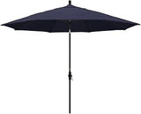 California Umbrella 11' Round Aluminum Market Umbrella, Crank Lift, Collar Tilt, Black Pole, Sunbrella, GSCU118302-5439-SWV, Navy Blue