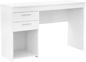 White Home Office Computer Desk with Storage, Durable Construction, Modern Design, Spacious Shelf and Drawer