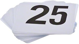 ROY TN 1 25 -Royal Industries Plastic Number Card Set, 4'' by 4'', White Base with Black Numbers