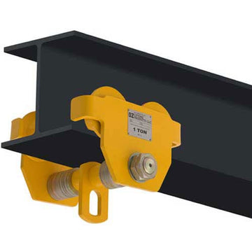 Push Beam Trolley 1 Ton Capacity by OZ Lifting Products – 9.45"L x 10.24"W x 9.41"H, Alloy Steel, Yellow, Model OZ1PBT