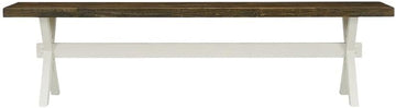 Furnifact Wooden Dining Bench with X-Style Base, Wood Bench for Dining Table and Kitchen, Indoor Bench Seating for Breakfast Nook, Brown/White