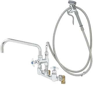 T&S Brass B-0284 Big-Flo Mixing Faucet, 12" Nozzle, 104" Flex Hose, Spray Valve