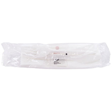 Pre-Wrapped White Plastic Disposable Flatware Set by HUBERT – Plastic, White, Model A6040127/3691