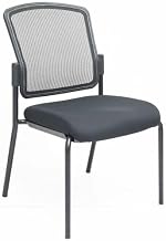 Lorell Mesh Back Guest Chair, Stackable, Cushioned Fabric Seat, Steel Frame, 275 lb Capacity, Black