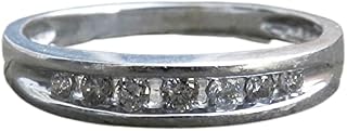 1.5ct Wedding Ring Band Round Cut Moissanite Channel Set White Gold Plated