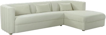 TOV Furniture Callie 29.5" H RAF Velvet Upholstered/Wood Sectional in Cream