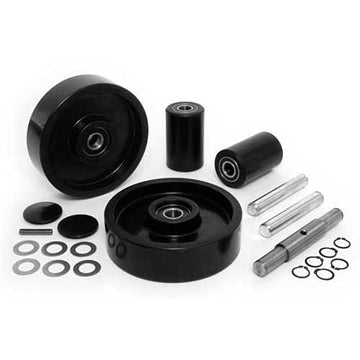 GPS Complete Wheel Kit for Manual Pallet Jack - Fits Jet by GPS - Generic Parts Service – 10"L x 10"W x 5"H, Nylon Load Wheels and Polyurethane Steer Wheels, Model GWK-JTPTX-CK