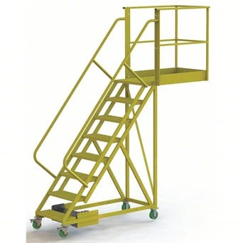 Tri-Arc Manufacturing Steel Rolling Ladder, 300 lb. Capacity, Yellow - 122"