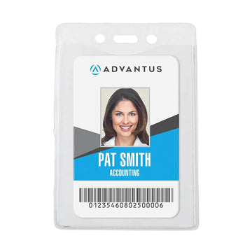 Advantus 75419 Vinyl Badge Holder, 3 3/8" x 4 1/4", Clear, 50/Box - Default Title