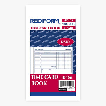 Rediform 4K406 Paper Time Card Book, 4 1/4" x 7", White - Default Title
