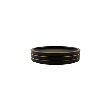 Elite Global Solutions B246080 Kobe Melamine Bowl Lid Plate, 8 1/4" Diameter, 6/Case - Black Gold
