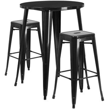 Flash Furniture CH-51090BH-2-30SQST Table, 30" Diameter - Black