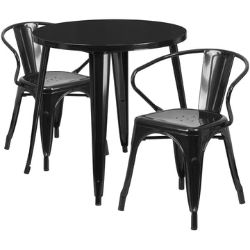 Flash Furniture CH-51090TH-2-18ARM Table, 29 1/2" Diameter - Black Standard Height