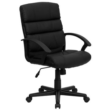 Flash Furniture GO-1004-BK-LEA-GG Office Chair, 26 1/2" Wide, Black - Default Title
