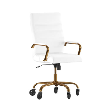 Flash Furniture GO-2286H-WH-GLD-RLB-GG Whitney Office Chair, 26" Wide, White - Default Title