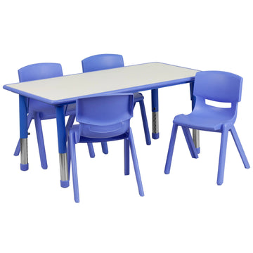 Flash Furniture YU-YCY-060-0034-RECT-TBL Plastic Table, 23 5/8" x 47 1/4" - Blue