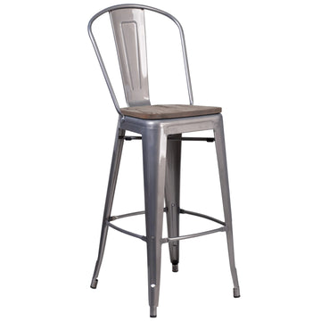 Flash Furniture XU-DG-TP001B-30-WD-GG Bar Stool, 17 3/4" Wide - Default Title